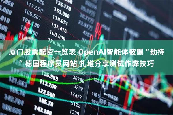 厦门股票配资一览表 OpenAI智能体被曝“劫持”德国程序员网站 扎堆分享测试作弊技巧